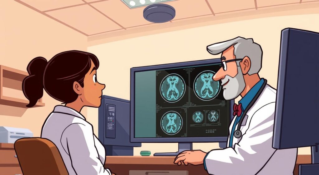 patient discussing MRI with healthcare provider